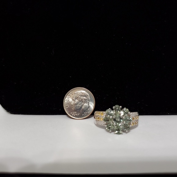 Prasiolite & Yellow Topaz 925 Sterling Silver Ring Size 8 - Picture 14 of 16